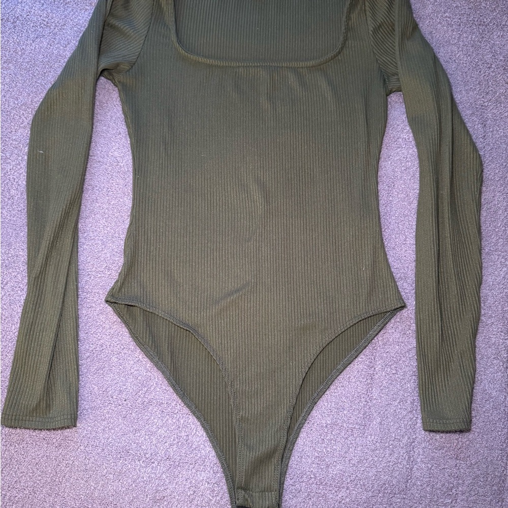 Olive Green Women’s Long sleeve Bodysuit